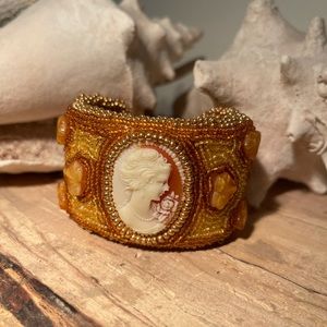Hand beaded Cameo Cuff